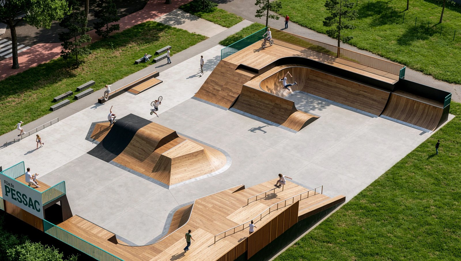 Axonométrie du complexe de glisse de Pessac