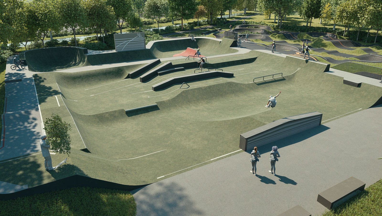 Rendu 3D du complexe de glisse de Pontivy