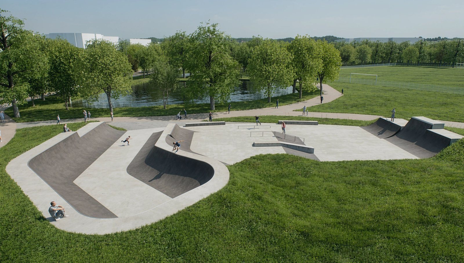 Rendu 3D d'un skatepark